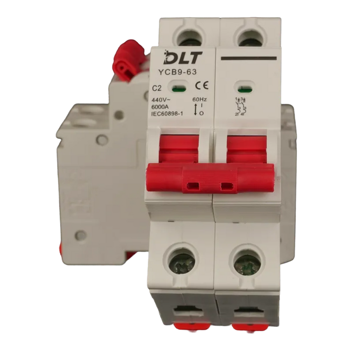 BREAKER TERMOMAGNETICO 2X2A 2A, 2 POLOS, CURVA DISPARO TIPO C, RIEL 1