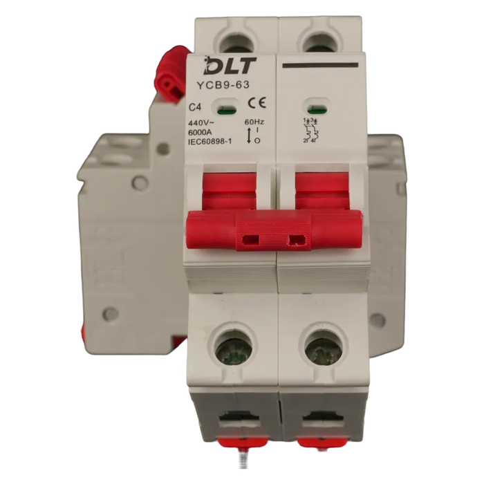 BREAKER TERMOMAGNETICO 2X4A 4A, 2 POLOS, CURVA DISPARO TIPO C, RIEL 1