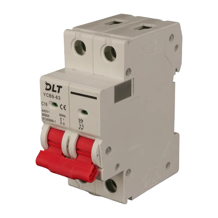 BREAKER TERMOMAGNETICO 2X16A 16A, 2 POLOS, CURVA DISPARO TIPO C, RIEL 1