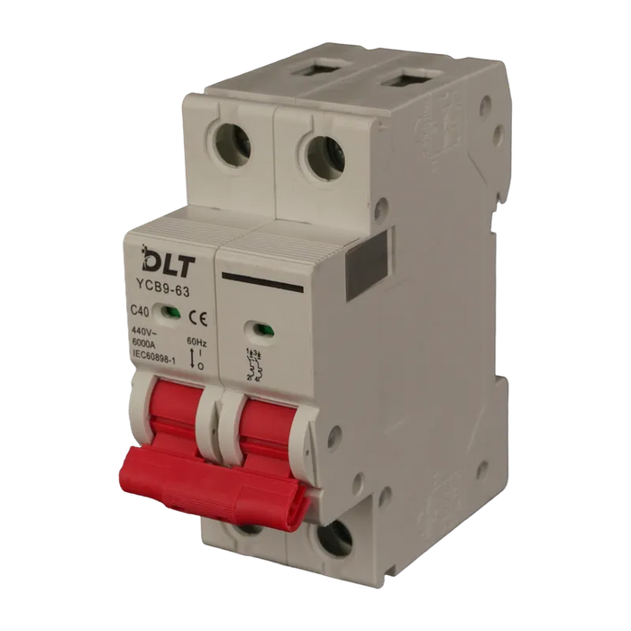 BREAKER TERMOMAGNETICO 2X40A 40A, 2 POLOS, CURVA DISPARO TIPO C, RIEL 1