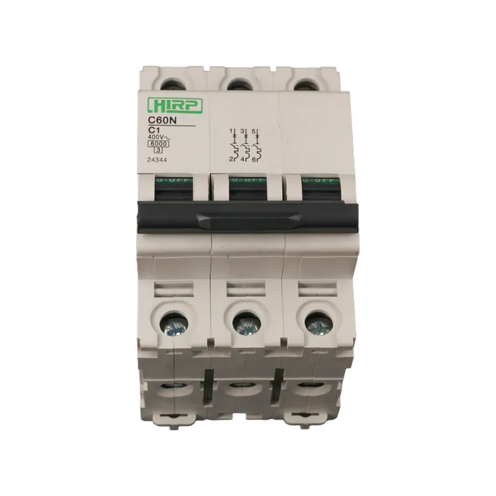 BREAKER TERMOMAGNETICO 3X2A 2A, 3 POLOS, CURVA DISPARO TIPO C, RIEL 1