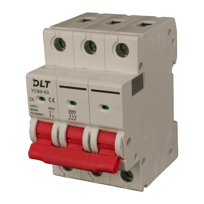 BREAKER TERMOMAGNETICO 3X4A 4A, 3 POLOS, CURVA DISPARO TIPO C, RIEL 1