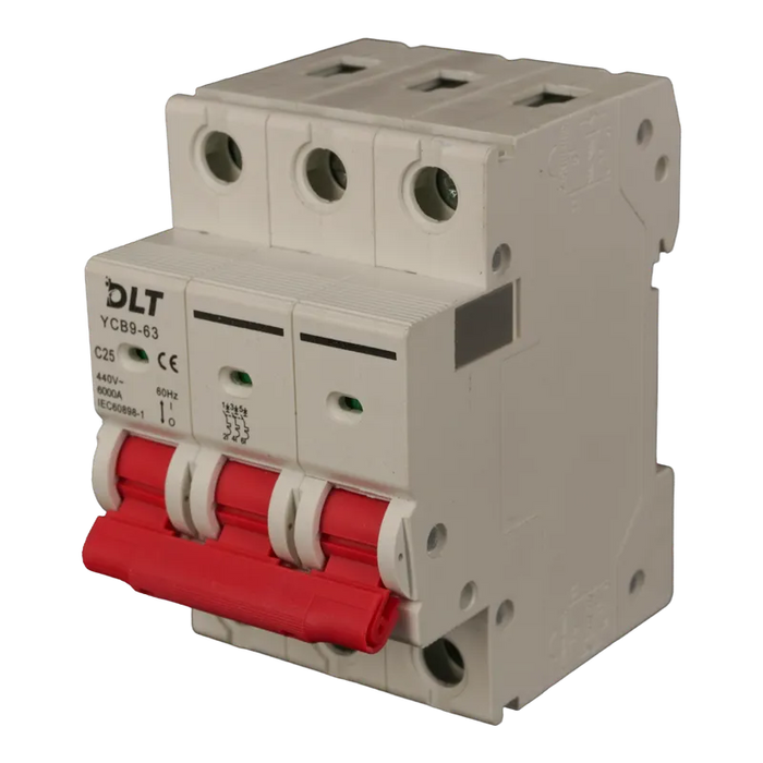BREAKER TERMOMAGNETICO 3X25A 25A, 3 POLOS, CURVA DISPARO TIPO C, RIEL 1