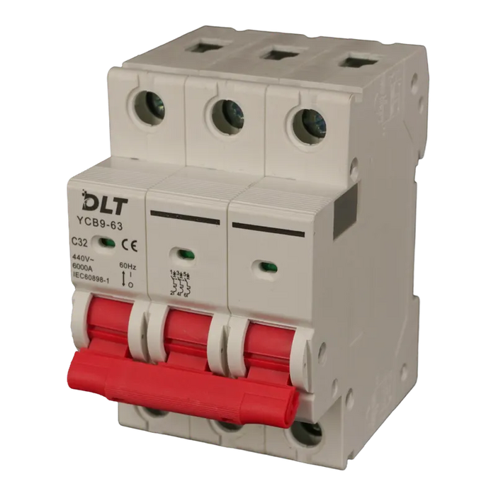 BREAKER TERMOMAGNETICO 3X32A 32A, 3 POLOS, CURVA DISPARO TIPO C, RIEL 1