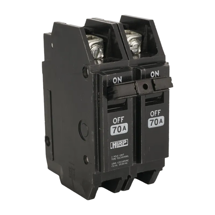 BREAKER SUPERFICIAL HQC 2X70A 70A, 240 VAC, 2 POLOS. NO INCLUYE UÑAS 1