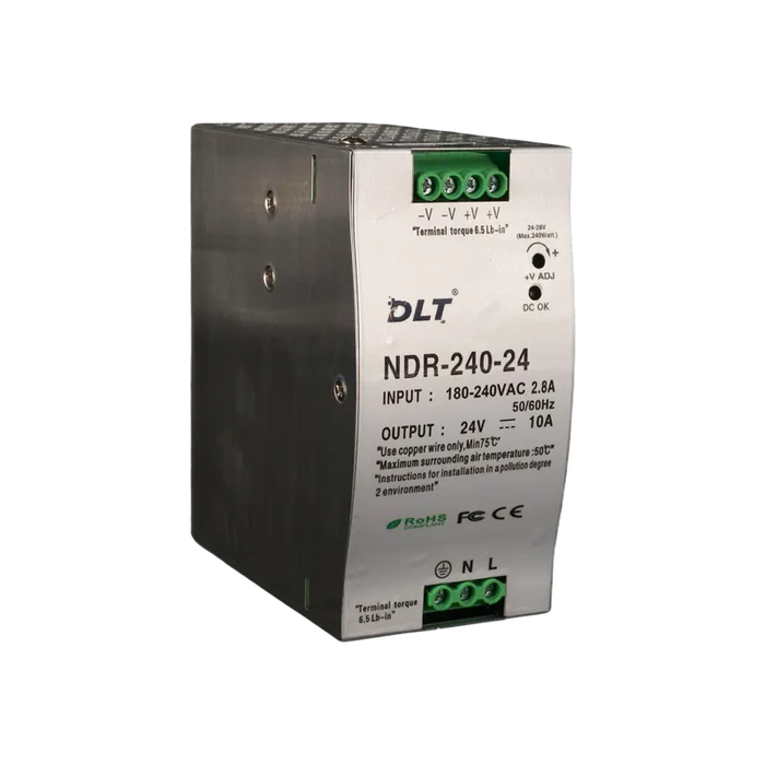 FUENTE PODER RIEL 24 VDC, 10A ENTRADA 120-240 VAC (DLT) 1