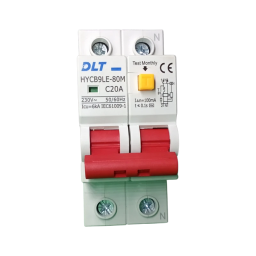 INTERRUPTOR DIFERENCIAL, 20 A, 2 POLOS 6KA (100mA), 230 VAC, 60 HZ (NO AJUSTABLE) 1