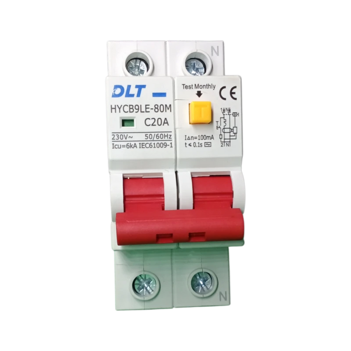INTERRUPTOR DIFERENCIAL, 20 A, 2 POLOS 6KA (100mA), 230 VAC, 60 HZ (NO AJUSTABLE) 1
