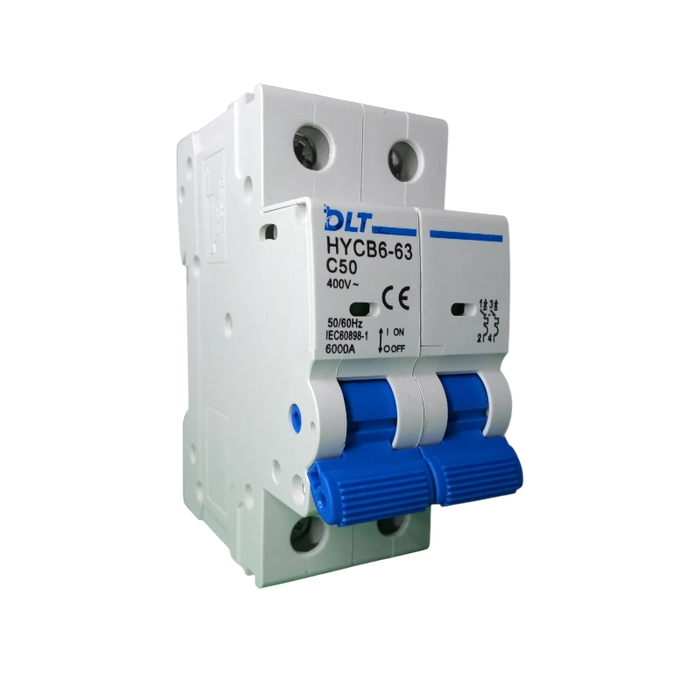 BREAKER "DC" TERMOMAGNETICO 2X50A 63A, 1 POLO, CURVA DISPARO TIPO C, RIEL  2