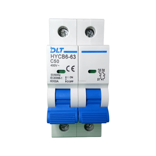 BREAKER "DC" TERMOMAGNETICO 2X50A 63A, 1 POLO, CURVA DISPARO TIPO C, RIEL  1