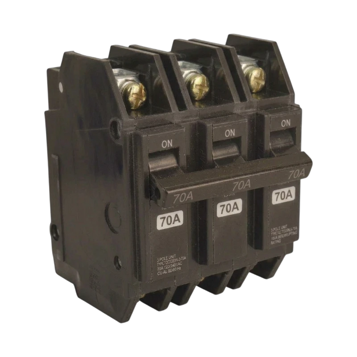 BREAKER SUPERFICIAL HQC 3X70A 70A, 240 VAC, 3 POLOS. NO INCLUYE UÑAS  1