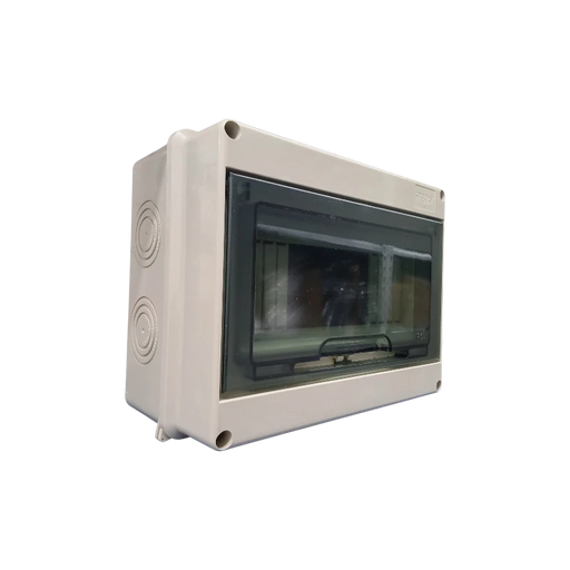 CAJA PLASTICA RIEL DIN 8 CIRCUITOS 19.5CM X 14.5CM X 9CM INTEMPERIE IP66  1