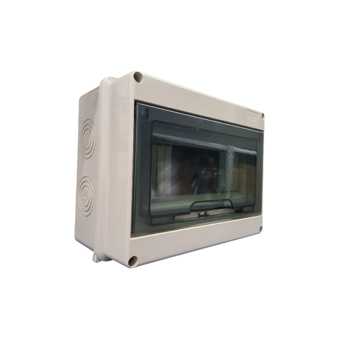 CAJA PLASTICA RIEL DIN 8 CIRCUITOS 19.5CM X 14.5CM X 9CM INTEMPERIE IP66  1