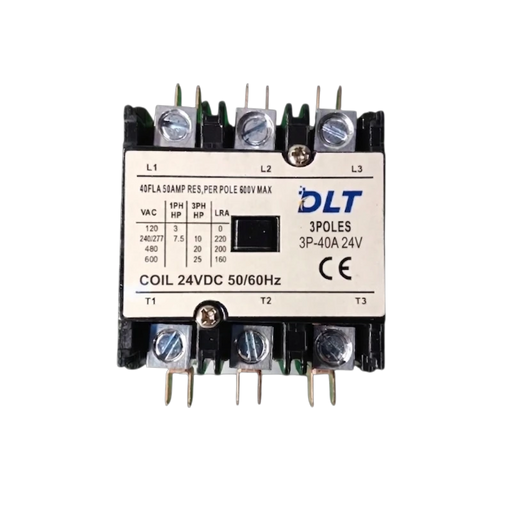 CONTACTOR (HVAC), 3 POLOS, 40A, 24 VAC   1