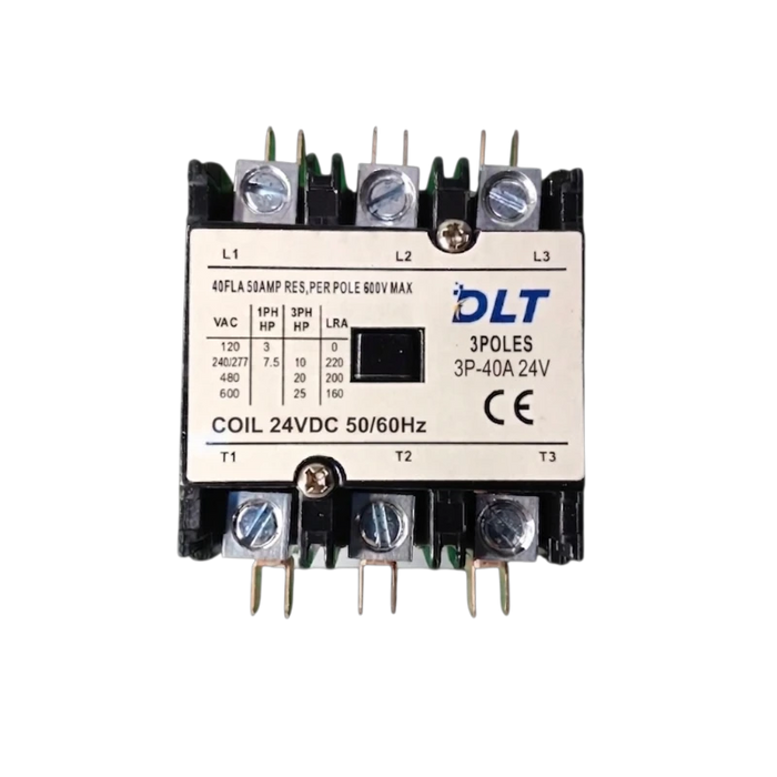 CONTACTOR (HVAC), 3 POLOS, 40A, 24 VAC   1