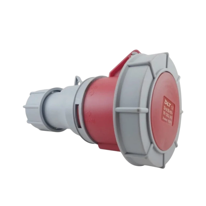 TOMA IND. HEMBRA EXTENSION 32A HERMETICA 3 POLOS + TIERRA, IP67, 6H (ROJA Y GRIS)  2