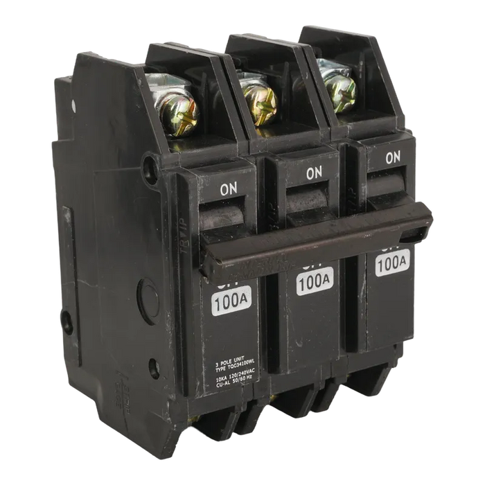 BREAKER SUPERFICIAL HQC 3X100A 100A, 240 VAC, 3 POLOS. NO INCLUYE UÑAS